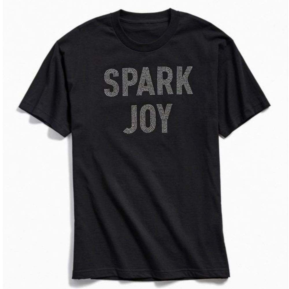 UO Altru  'Spark Joy' rhinestone Embellished Graphic Tee Lg Unisex Marie Kondo - Picture 2 of 8